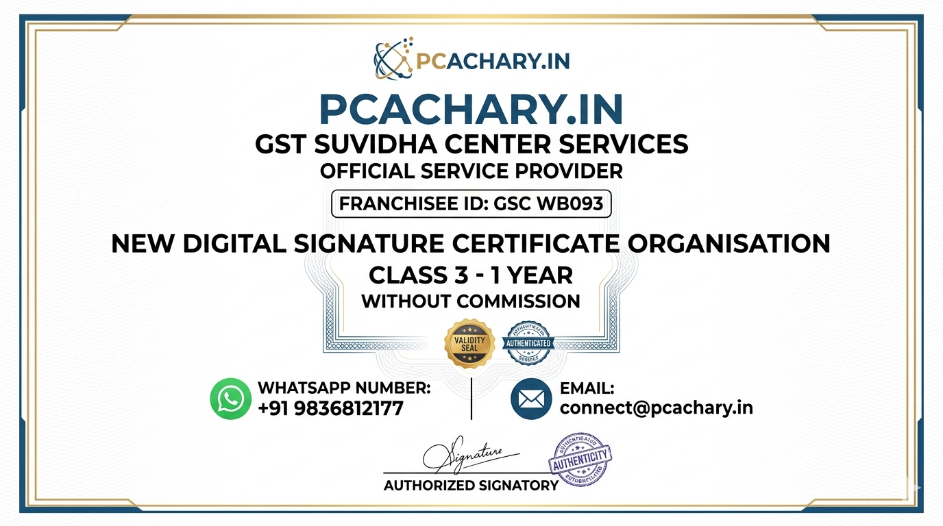 NEW Digital Signature Certificate Organization (Class 3 - 1 Year) Without Commission