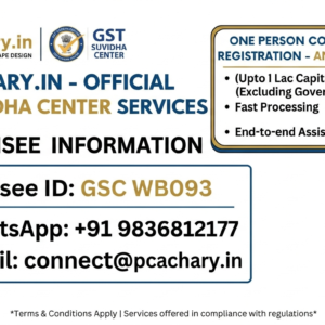 One person company-Andhra Pradesh (Upto 1 Lac Capital)(Excluding Goverment fees)