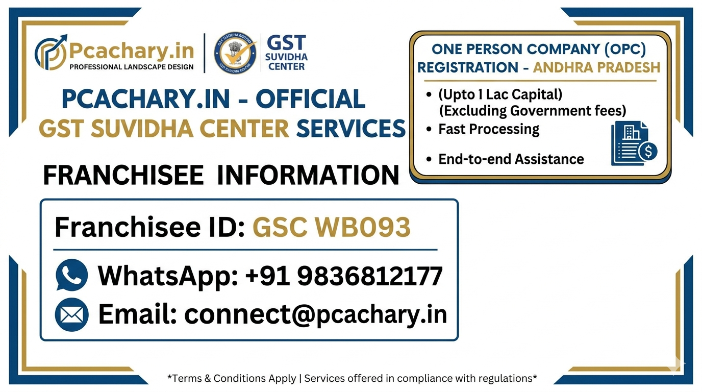 One person company-Andhra Pradesh (Upto 1 Lac Capital)(Excluding Goverment fees)