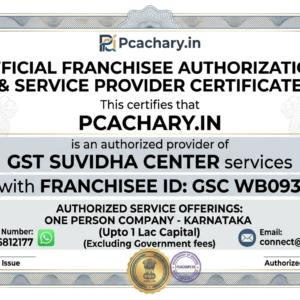 One person company-Karnataka (Upto 1 Lac Capital)(Excluding Goverment fees)