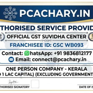 One person company-Kerala (Upto 1 Lac Capital)(Excluding Goverment fees)