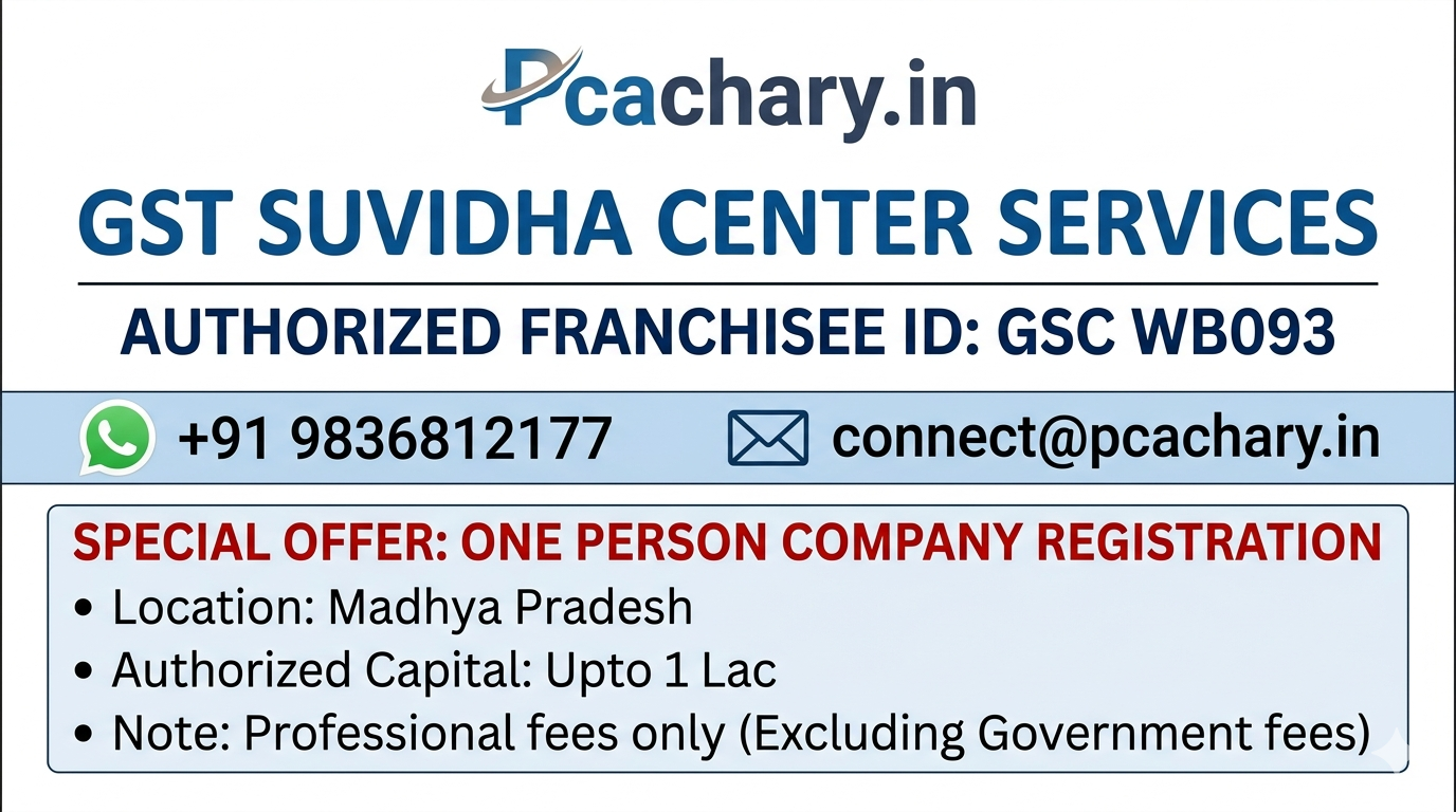 One person company-Madhya Pradesh(Upto 1 Lac Capital)(Excluding Goverment fees)