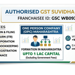 One person company-Maharashtra (Upto 1 Lac Capital)(Excluding Goverment fees)