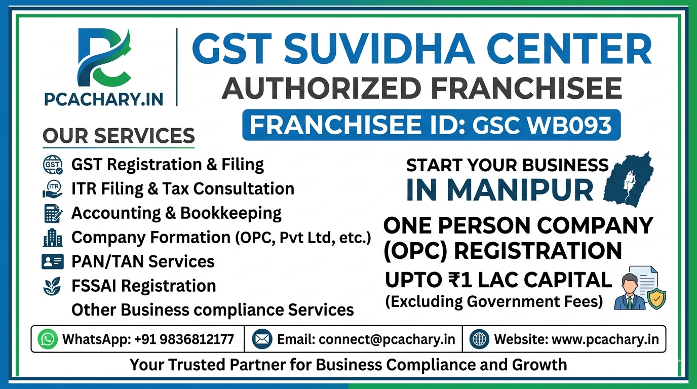 One person company-Manipur (Upto 1 Lac Capital)(Excluding Goverment fees)