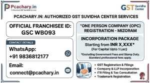 One person company-Mizoram (Upto 1 Lac Capital)(Excluding Goverment fees)
