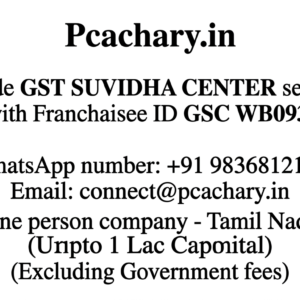 One person company-Tamil Nadu (Upto 1 Lac Capital)(Excluding Goverment fees)