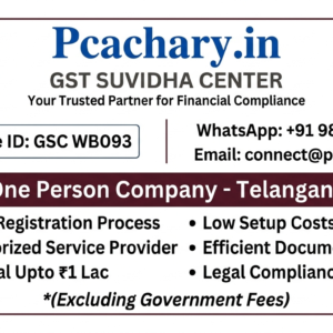 One person company-Telangana (Upto 1 Lac Capital)(Excluding Goverment fees)