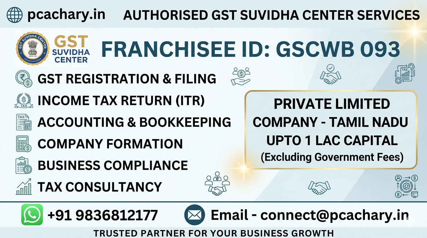 Private Limited Company-Tamil Nadu (Upto 1 Lac Capital)(Excluding Goverment fees)