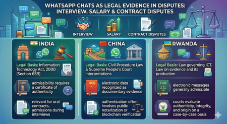 📱 WhatsApp Chats as Legal Evidence: Interview, Salary & Contract DisputesCountry-wise Legal Framework — India | China | Rwanda